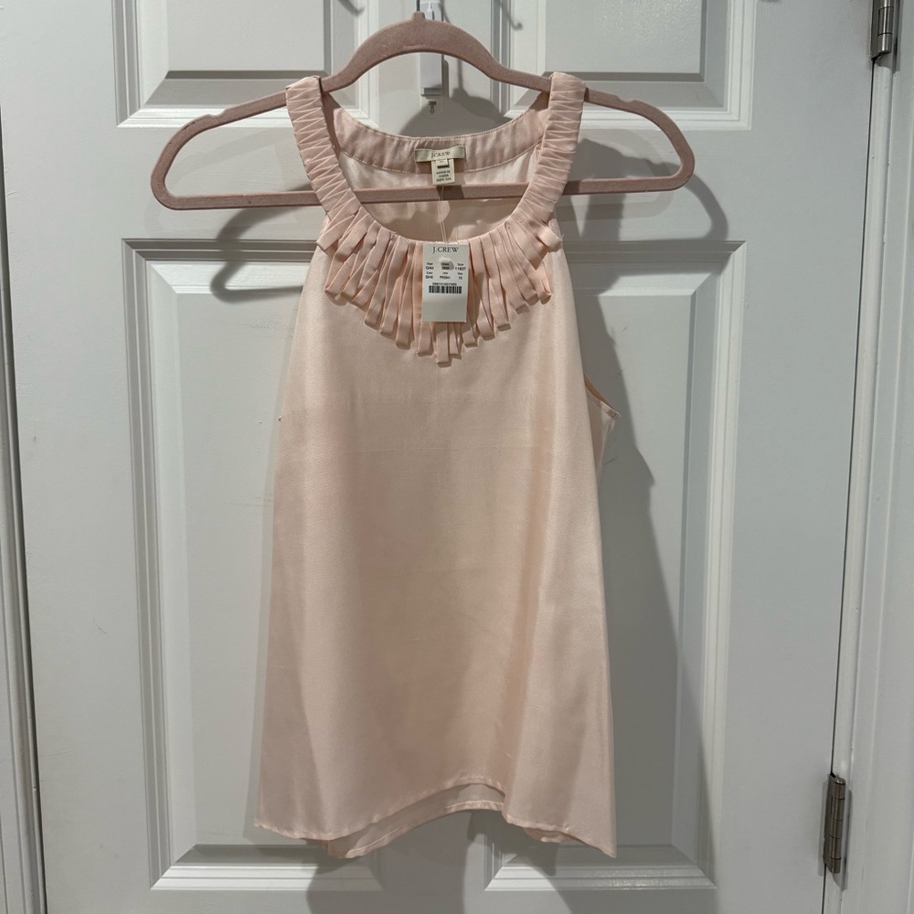 J. Crew Blush Pleated Silk Top